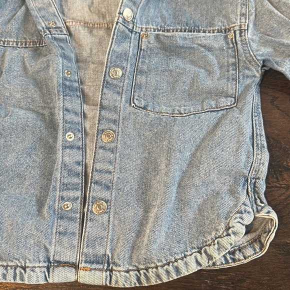 Hooded Zara kids jean shirt snap buttons size 3-4 - Picture 3 of 6